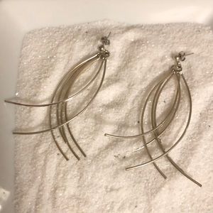 Silver colored dangling earrings